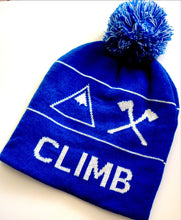 Load image into Gallery viewer, Blue beanie with text