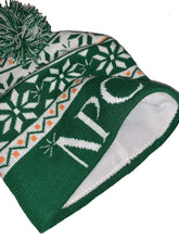 Load image into Gallery viewer, Green beanie with pattern - knitted